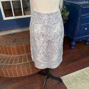 Banana Republic 100% Silk Skirt Gray Multi Geometric Size 10